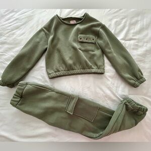 Kids Olive Green Sweatshirt and Jogger Set